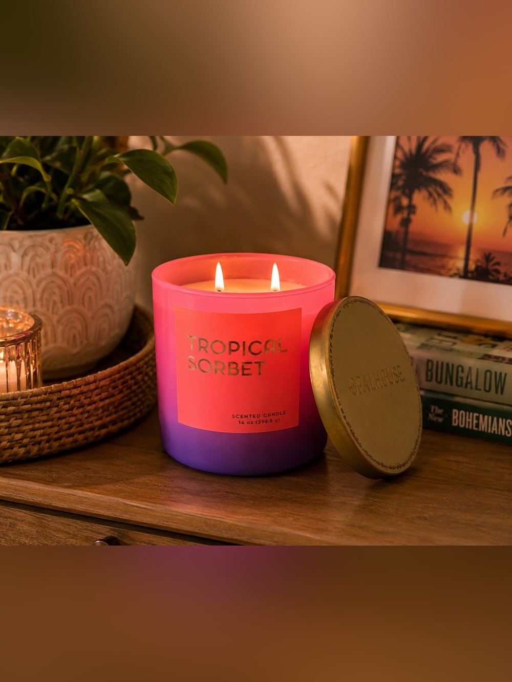 Opalhouse Tropical Sorbet Scented Candle 14oz Double Wick Ombre Jar New